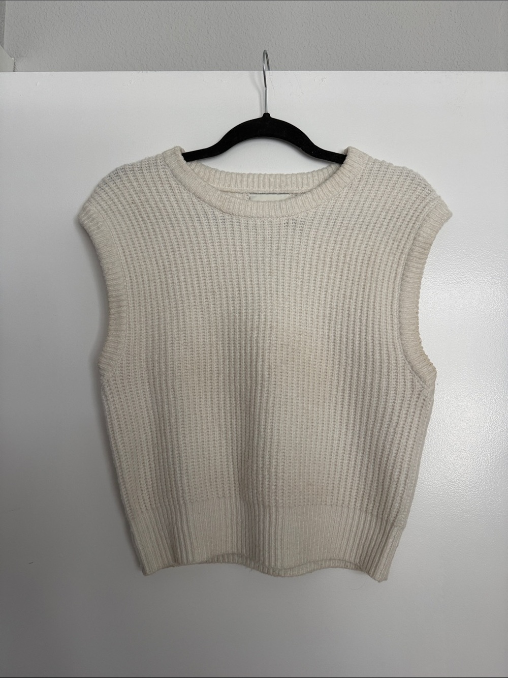 Freshman 1996 Cream Ribbed Knit Sweater Vest Sleeveless Size M